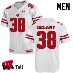 Men's Wisconsin Badgers NCAA #38 Sam DeLany White Authentic Under Armour Big & Tall Stitched College Football Jersey KC31B10UL